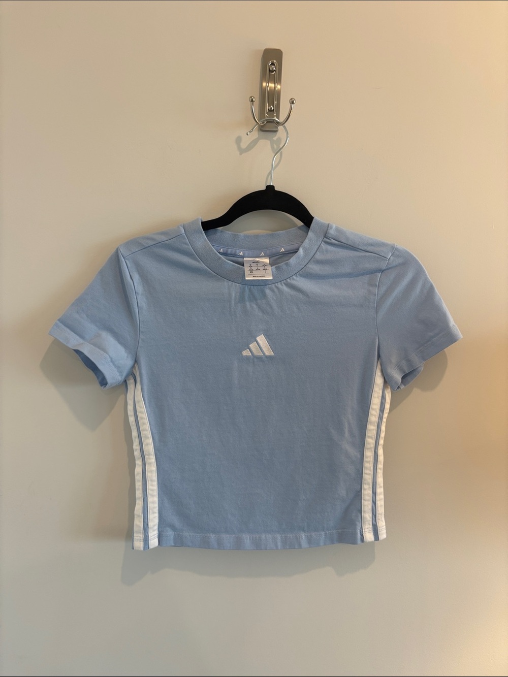 adidas women’s Light Blue Short Sleeve Logo Tee
